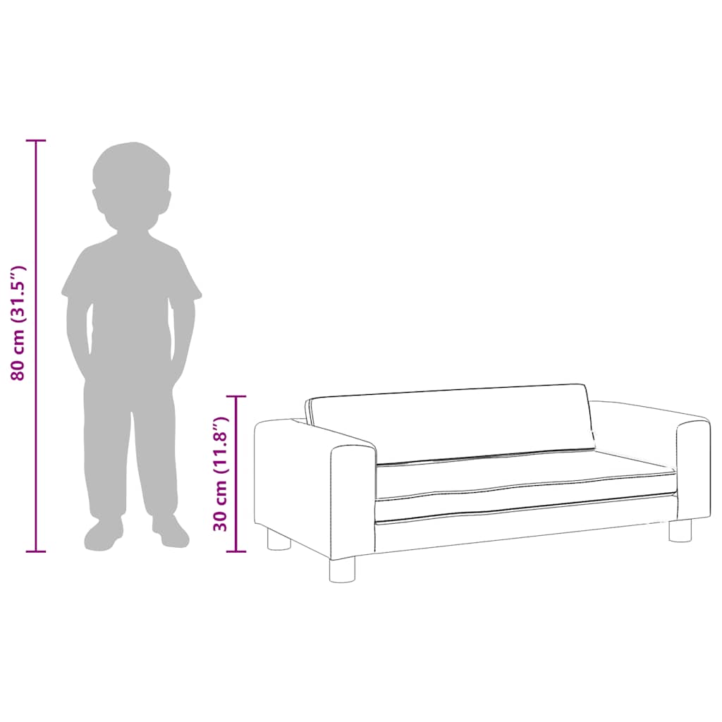 Kindersofa mit Hocker Grau 100x50x30 cm Kunstleder