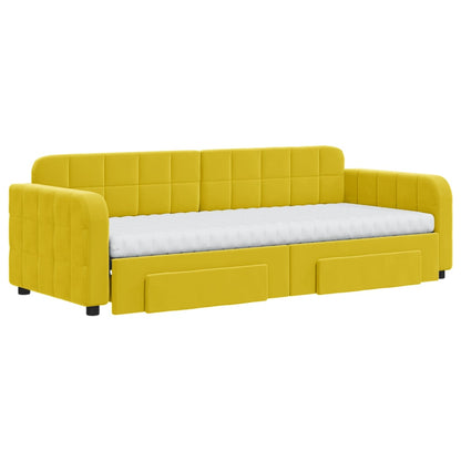Tagesbett Ausziehbar mit Schubladen Gelb 80x200 cm Samt