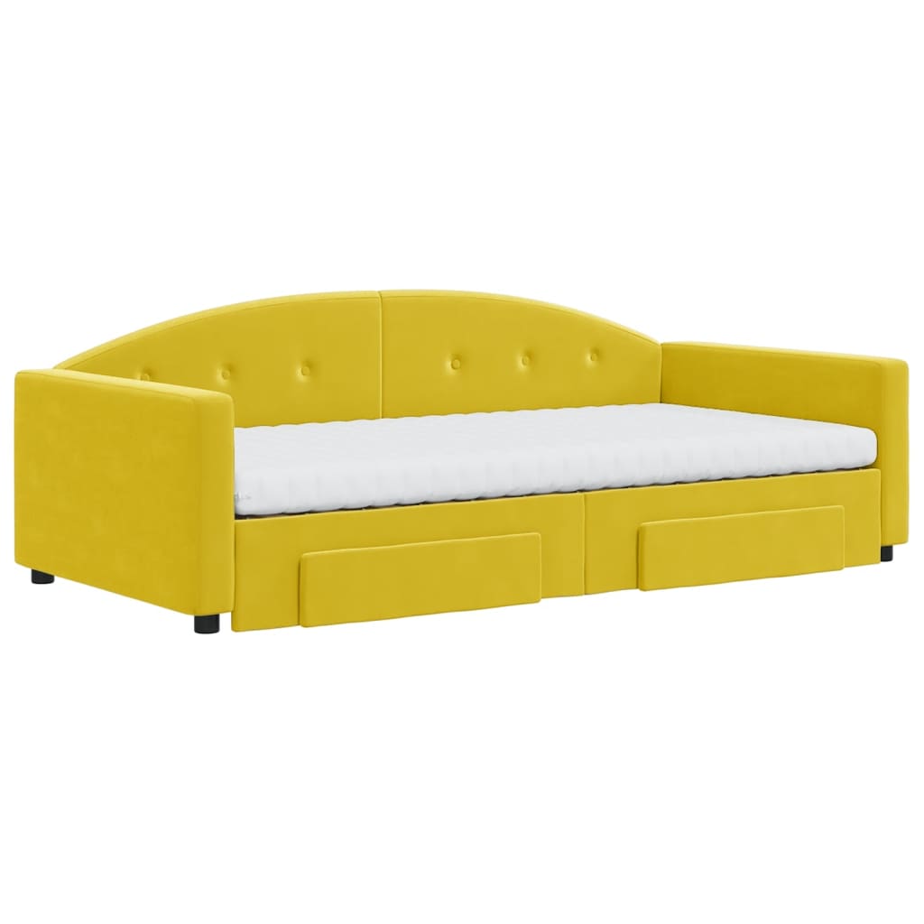 Tagesbett Ausziehbar mit Schubladen Gelb 100x200 cm Samt