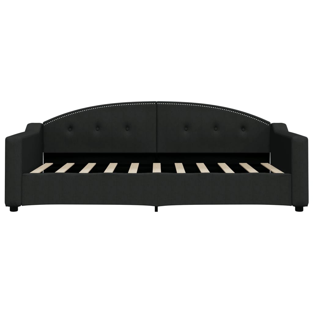 Tagesbett Ausziehbar mit Schubladen Schwarz 90x190 cm Stoff