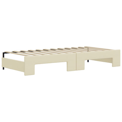Tagesbett Ausziehbar mit Matratzen Creme 90x200 cm Kunstleder