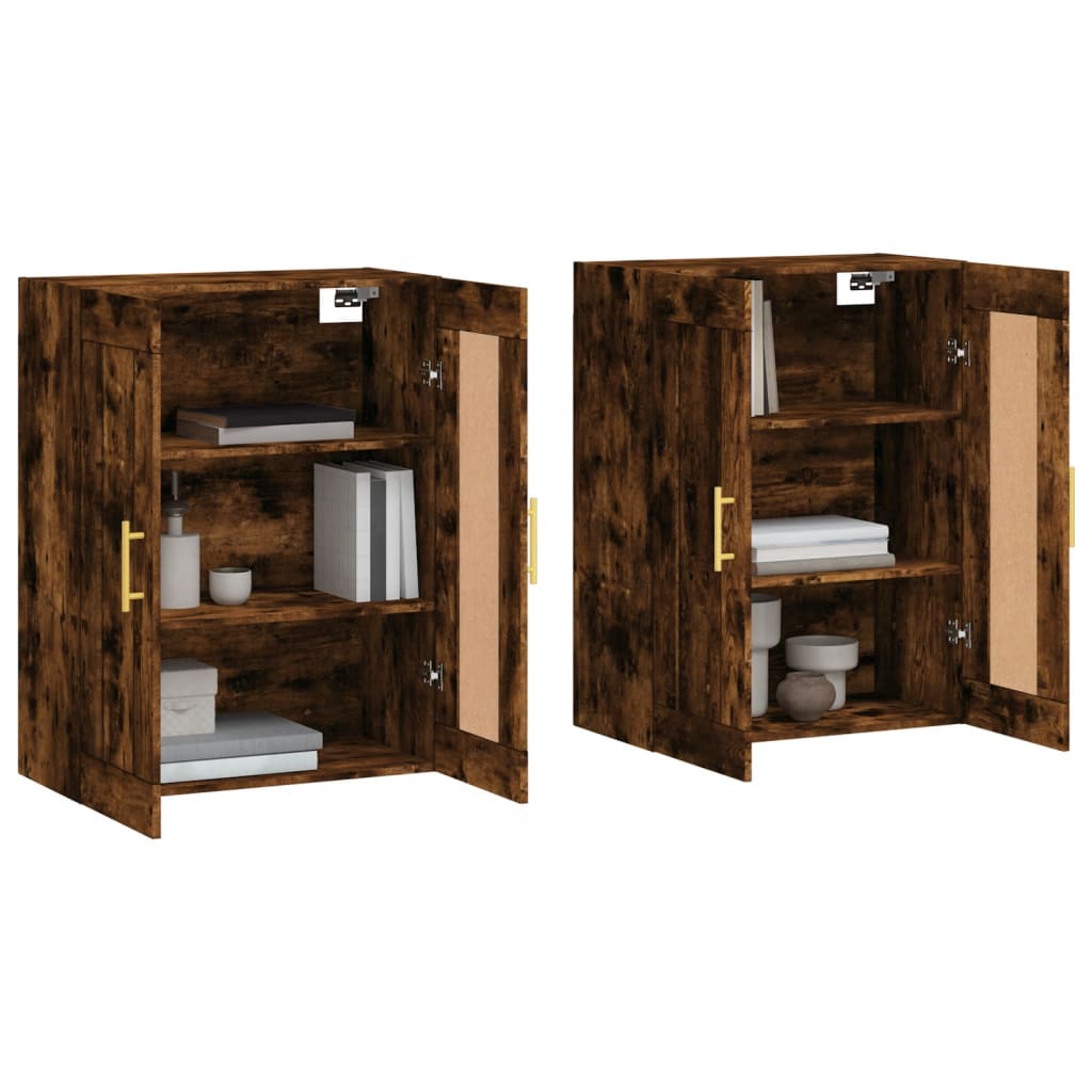 Wandschränke 2 Stk. Räuchereiche Holzwerkstoff