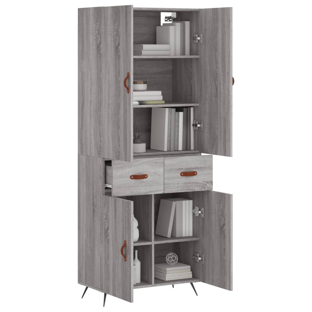 Highboard Grau Sonoma 69,5x34x180 cm Holzwerkstoff
