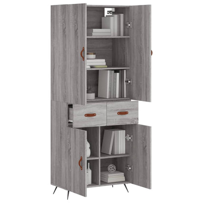 Highboard Grau Sonoma 69,5x34x180 cm Holzwerkstoff