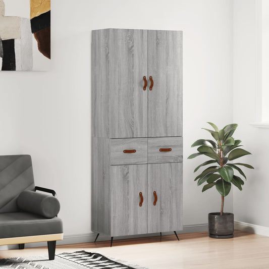 Highboard Grau Sonoma 69,5x34x180 cm Holzwerkstoff