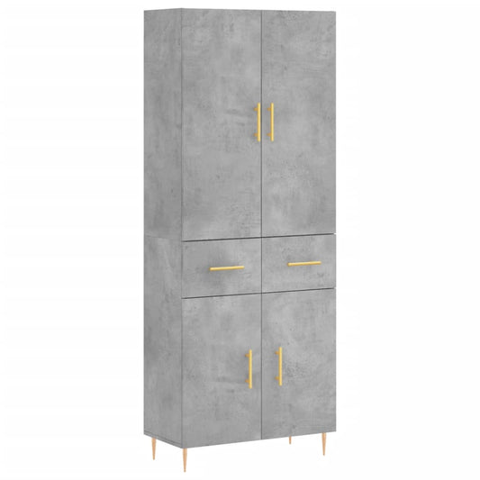 Highboard Betongrau 69,5x34x180 cm Holzwerkstoff