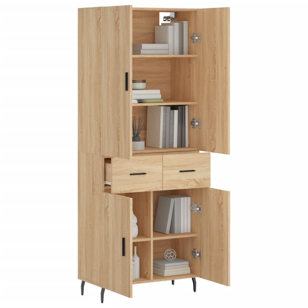 Highboard Sonoma-Eiche 69,5x34x180 cm Holzwerkstoff