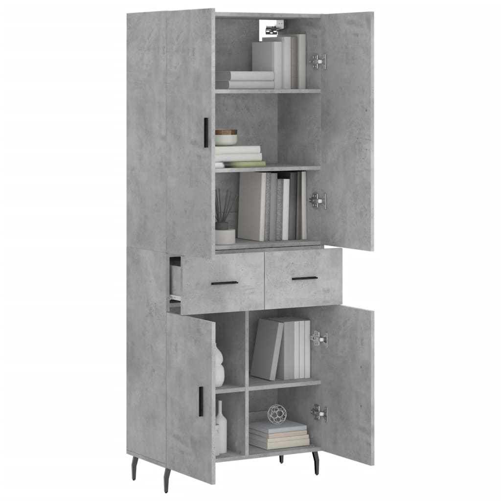 Highboard Betongrau 69,5x34x180 cm Holzwerkstoff