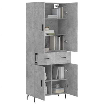 Highboard Betongrau 69,5x34x180 cm Holzwerkstoff