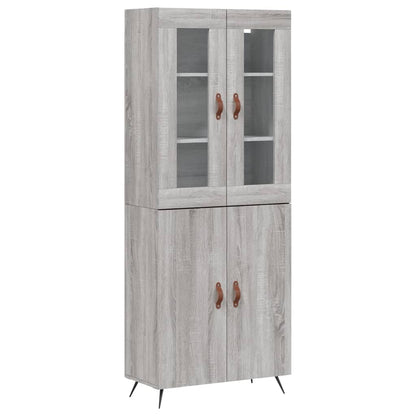 Highboard Grau Sonoma 69,5x34x180 cm Holzwerkstoff