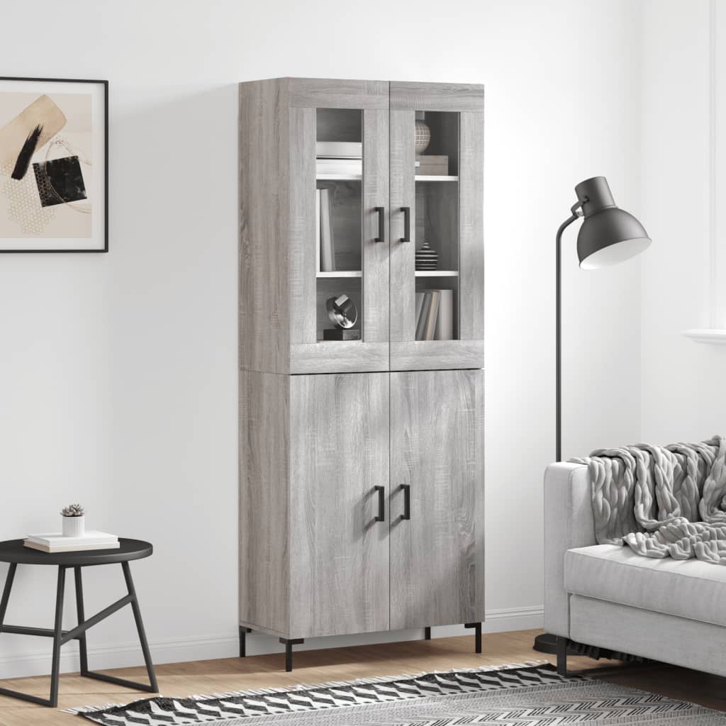 Highboard Grau Sonoma 69,5x34x180 cm Holzwerkstoff