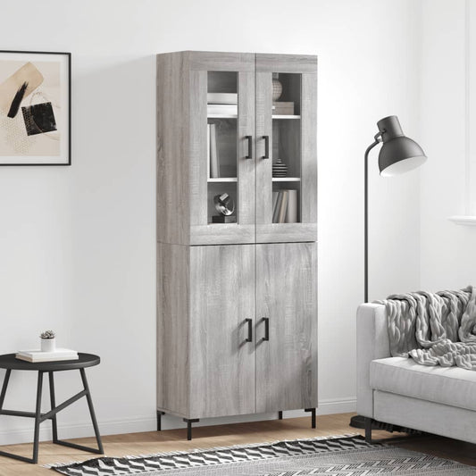 Highboard Grau Sonoma 69,5x34x180 cm Holzwerkstoff