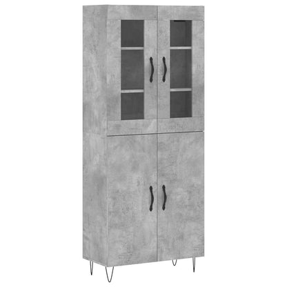 Highboard Betongrau 69,5x34x180 cm Holzwerkstoff