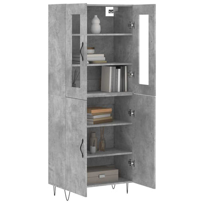 Highboard Betongrau 69,5x34x180 cm Holzwerkstoff