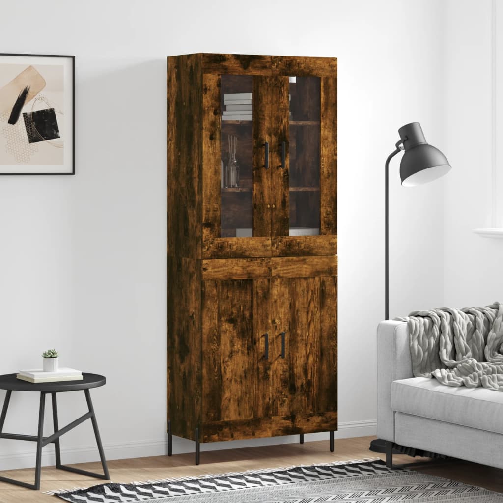 Highboard Räuchereiche 69,5x34x180 cm Holzwerkstoff