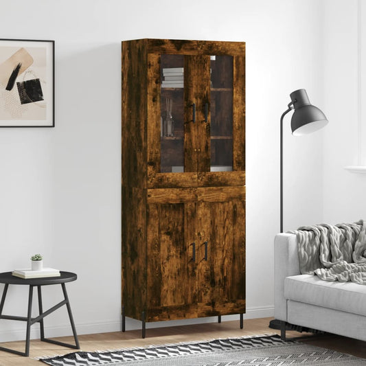 Highboard Räuchereiche 69,5x34x180 cm Holzwerkstoff