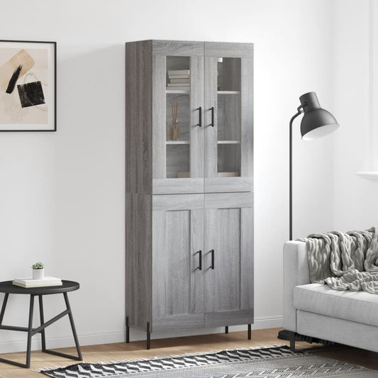 Highboard Grau Sonoma 69,5x34x180 cm Holzwerkstoff