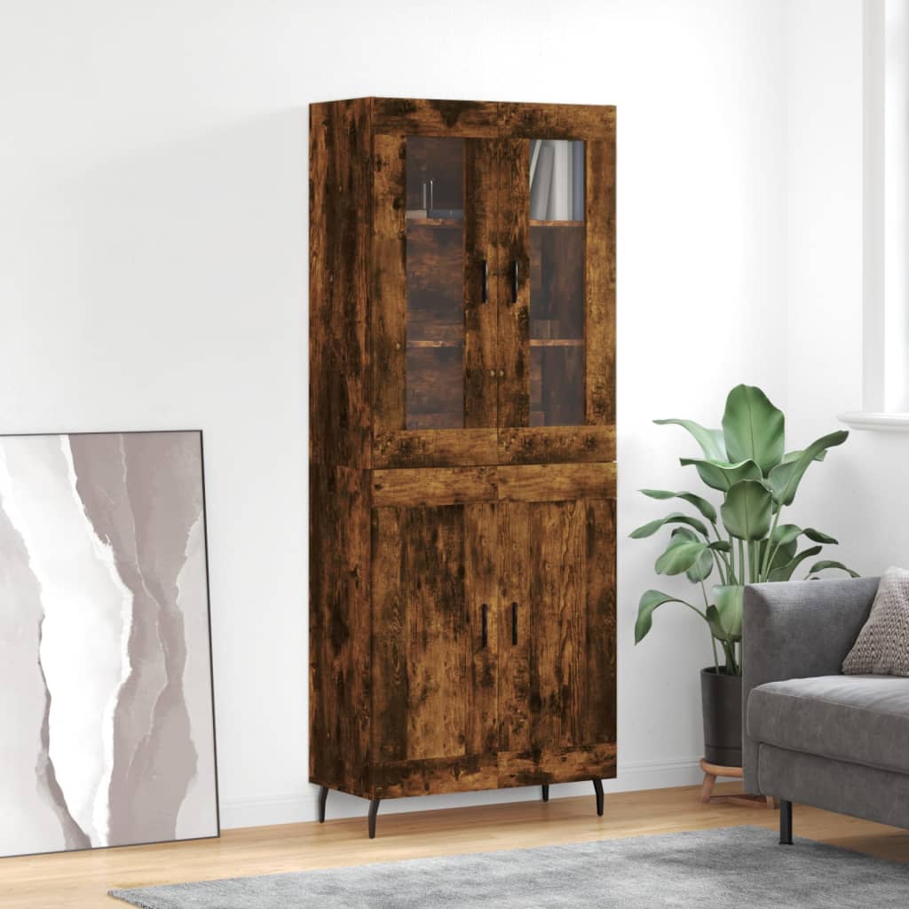 Highboard Räuchereiche 69,5x34x180 cm Holzwerkstoff