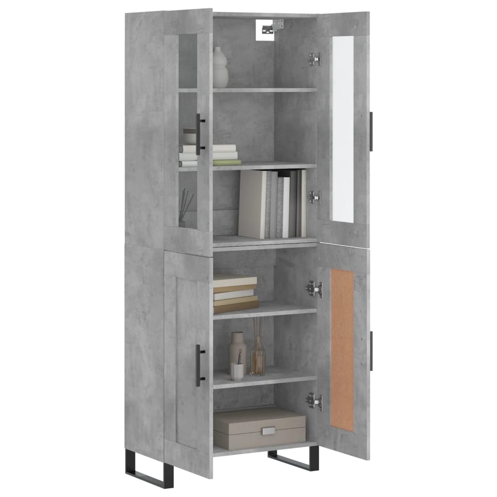 Highboard Betongrau 69,5x34x180 cm Holzwerkstoff
