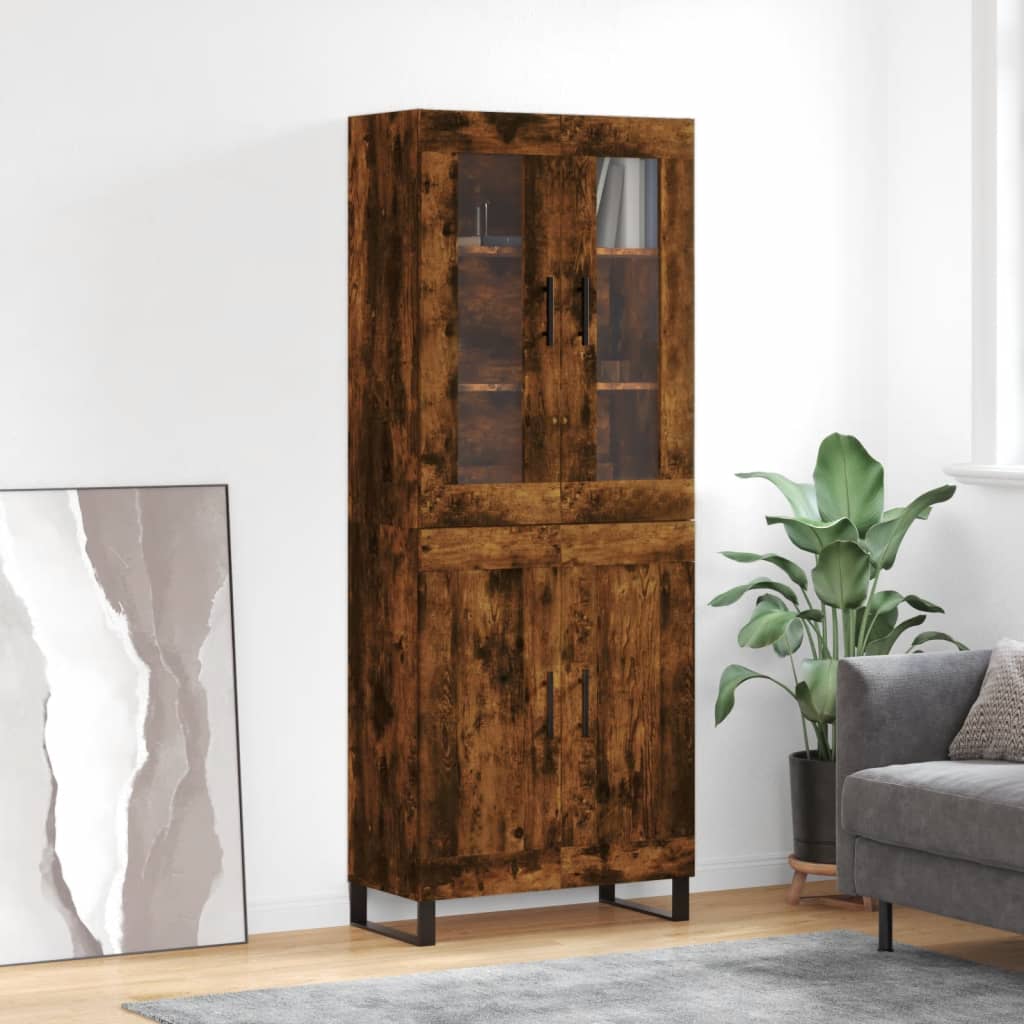 Highboard Räuchereiche 69,5x34x180 cm Holzwerkstoff