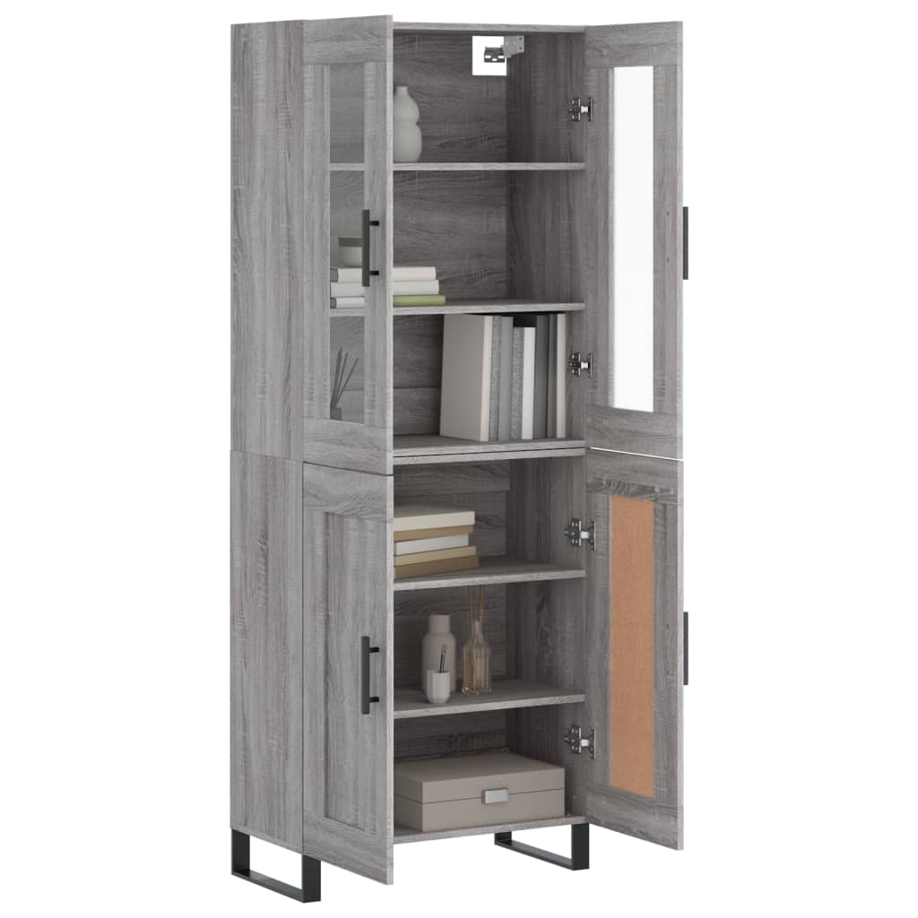 Highboard Grau Sonoma 69,5x34x180 cm Holzwerkstoff