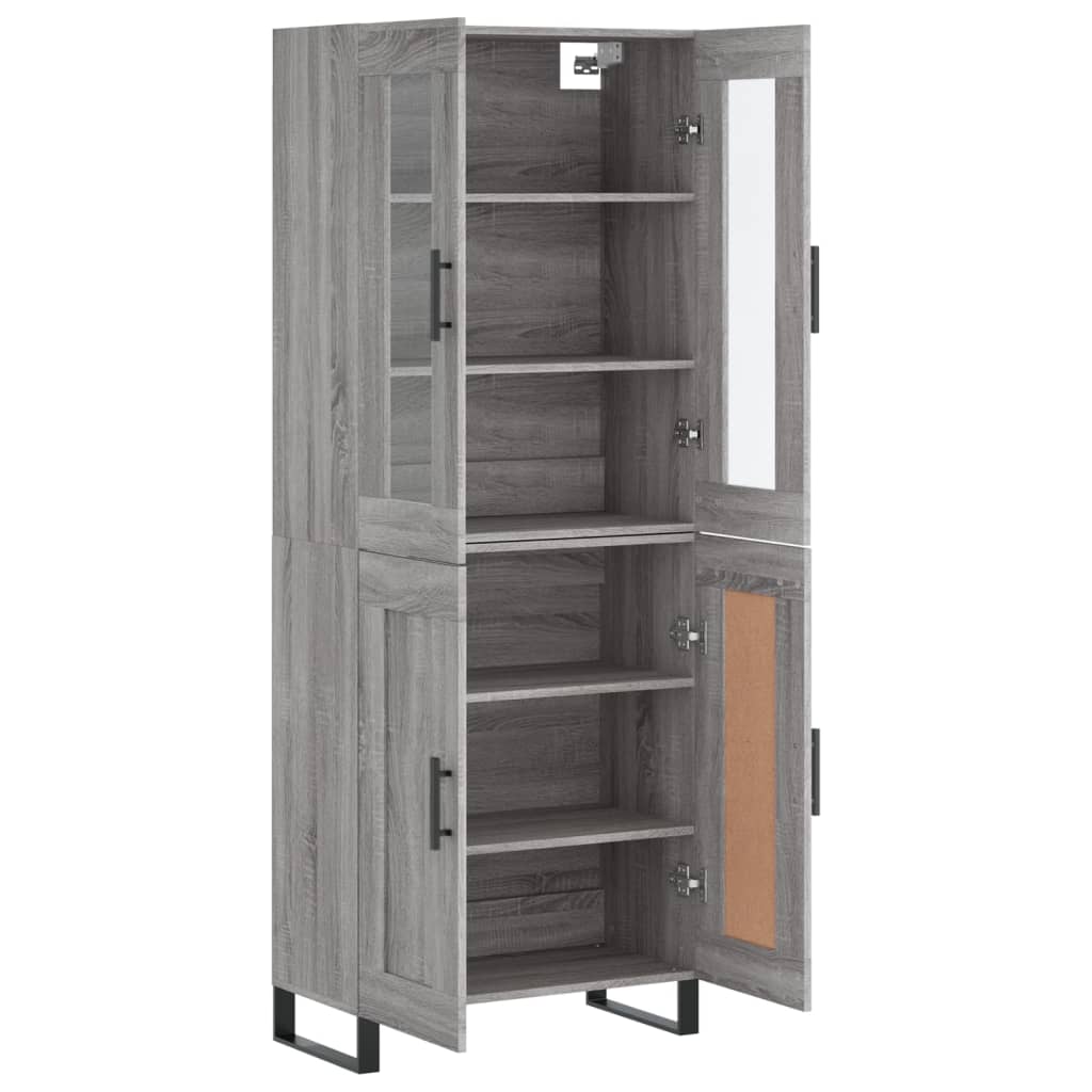 Highboard Grau Sonoma 69,5x34x180 cm Holzwerkstoff
