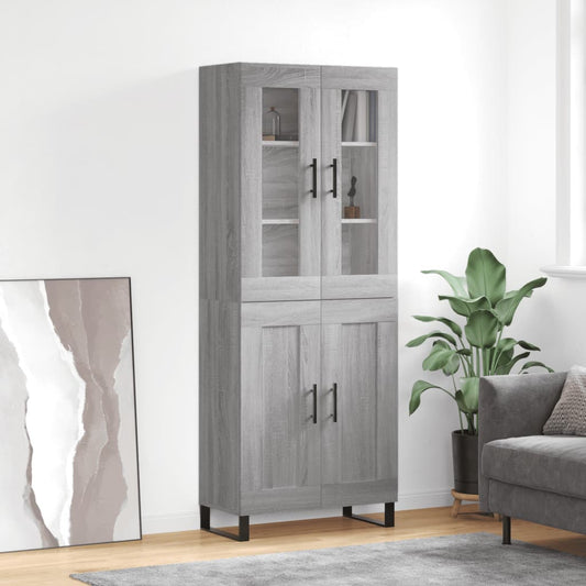 Highboard Grau Sonoma 69,5x34x180 cm Holzwerkstoff