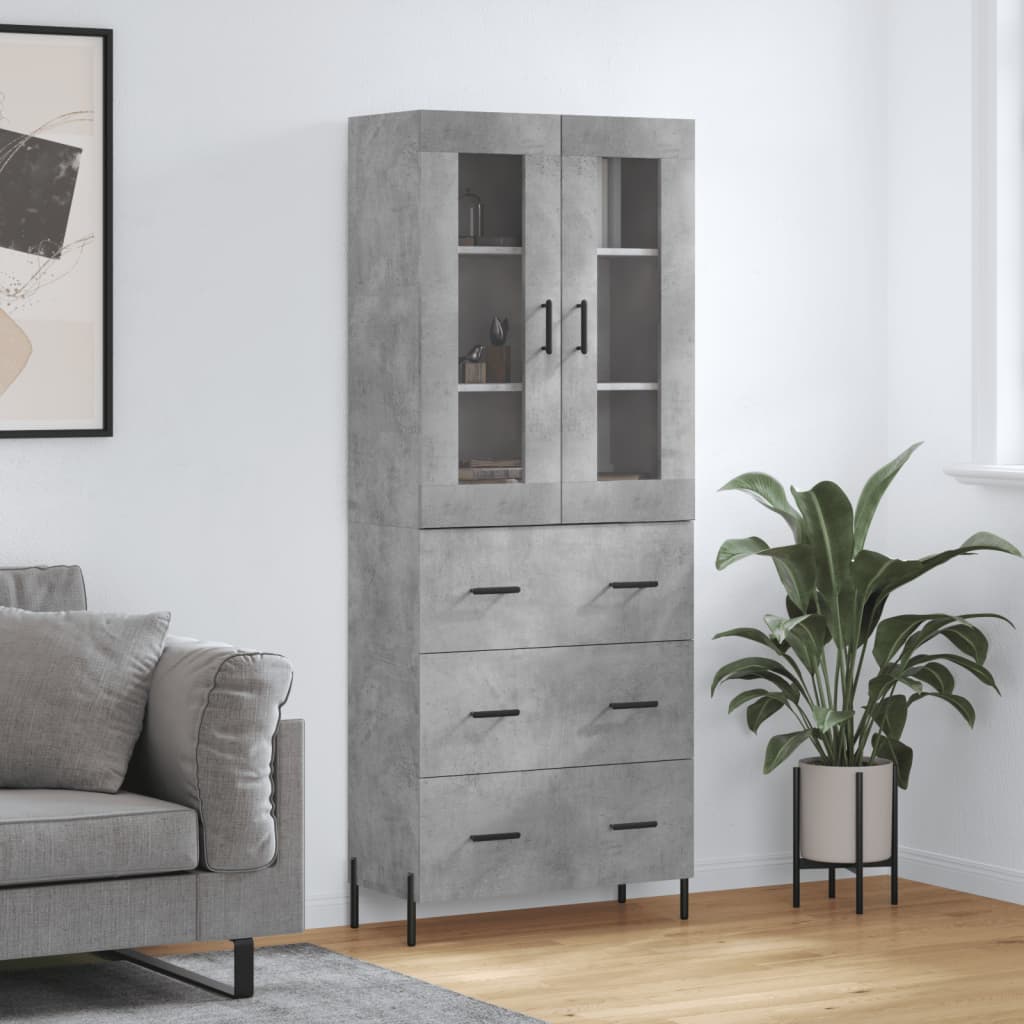 Highboard Betongrau 69,5x34x180 cm Holzwerkstoff