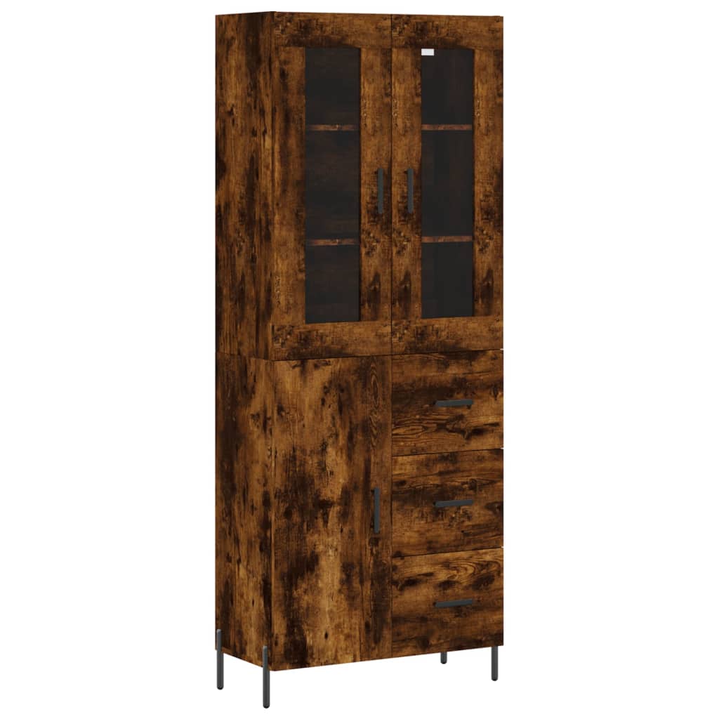 Highboard Räuchereiche 69,5x34x180 cm Holzwerkstoff