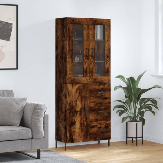 Highboard Räuchereiche 69,5x34x180 cm Holzwerkstoff