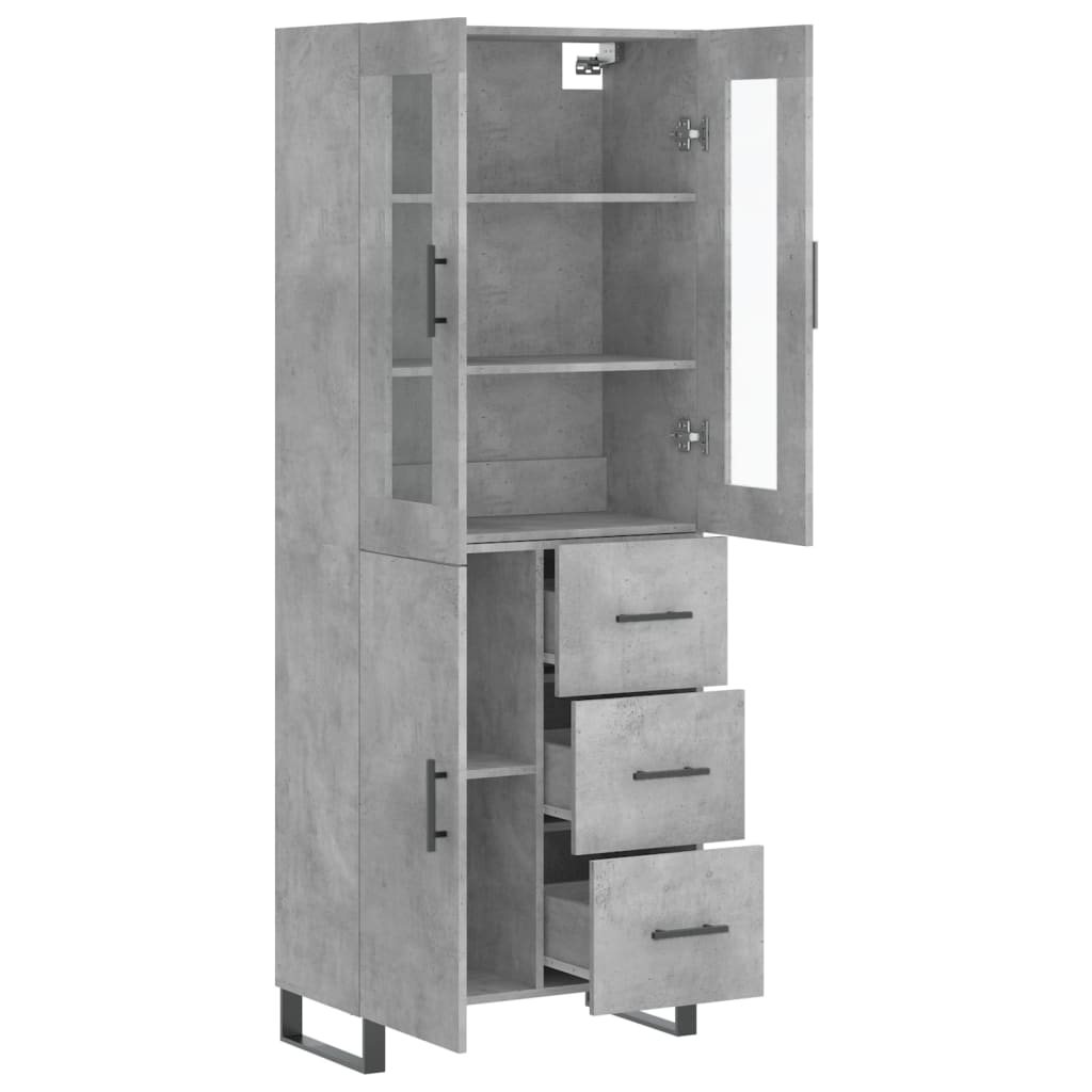 Highboard Betongrau 69,5x34x180 cm Holzwerkstoff