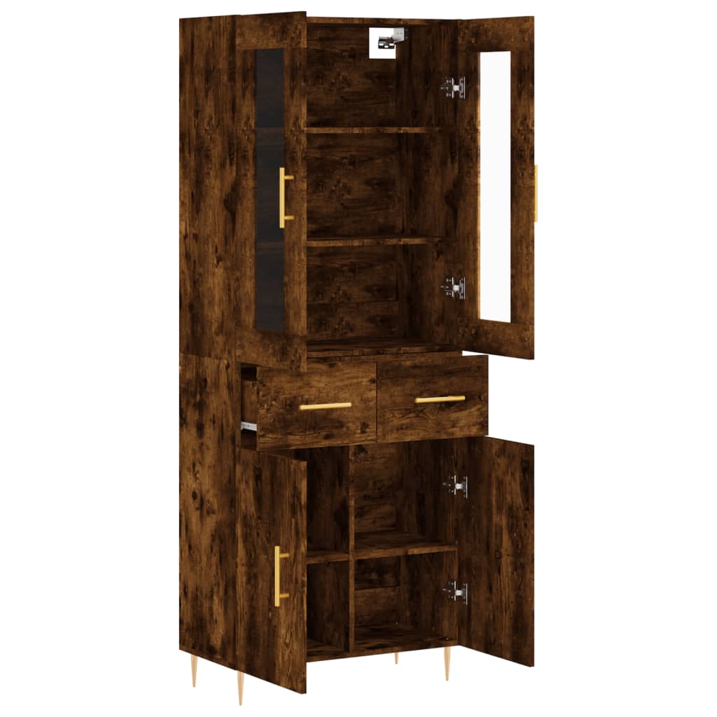 Highboard Räuchereiche 69,5x34x180 cm Holzwerkstoff