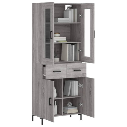Highboard Grau Sonoma 69,5x34x180 cm Holzwerkstoff