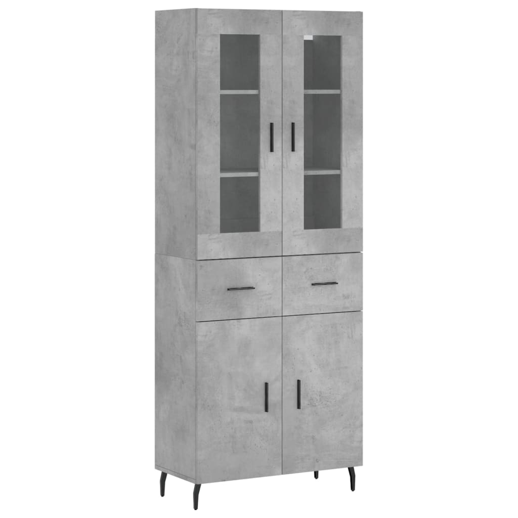 Highboard Betongrau 69,5x34x180 cm Holzwerkstoff