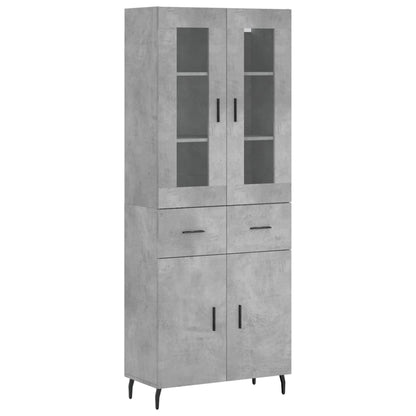 Highboard Betongrau 69,5x34x180 cm Holzwerkstoff