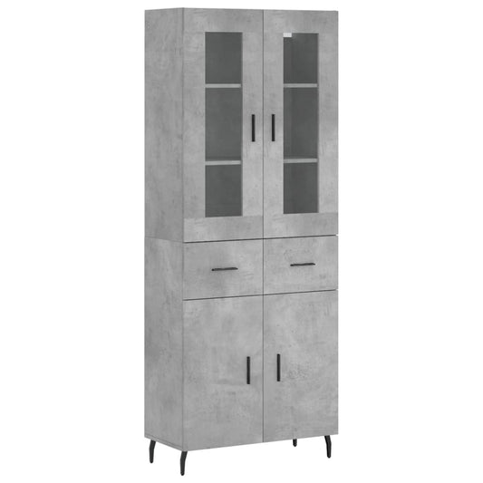 Highboard Betongrau 69,5x34x180 cm Holzwerkstoff