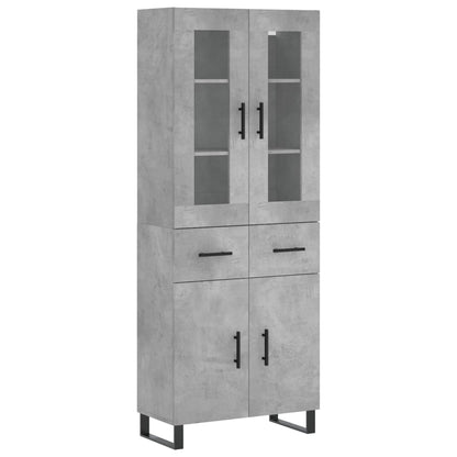 Highboard Betongrau 69,5x34x180 cm Holzwerkstoff