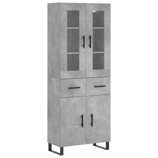 Highboard Betongrau 69,5x34x180 cm Holzwerkstoff