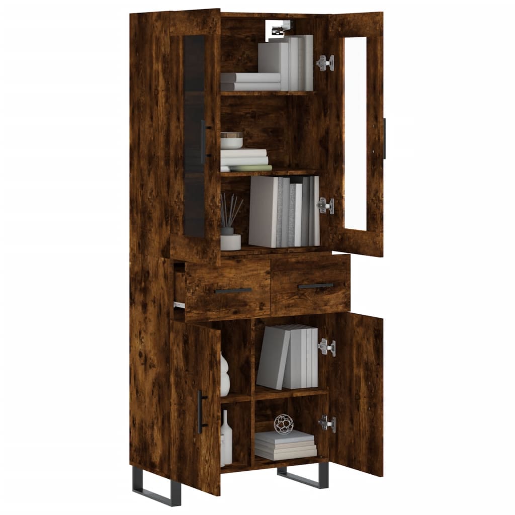 Highboard Räuchereiche 69,5x34x180 cm Holzwerkstoff