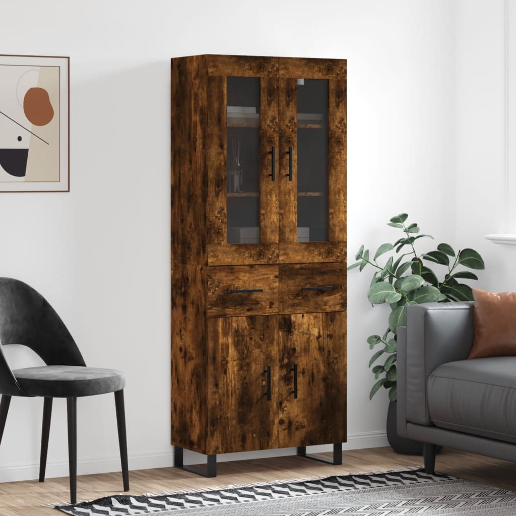 Highboard Räuchereiche 69,5x34x180 cm Holzwerkstoff