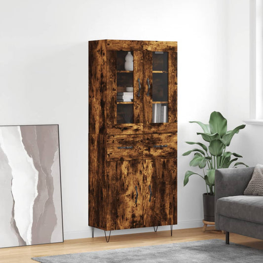 Highboard Räuchereiche 69,5x34x180 cm Holzwerkstoff