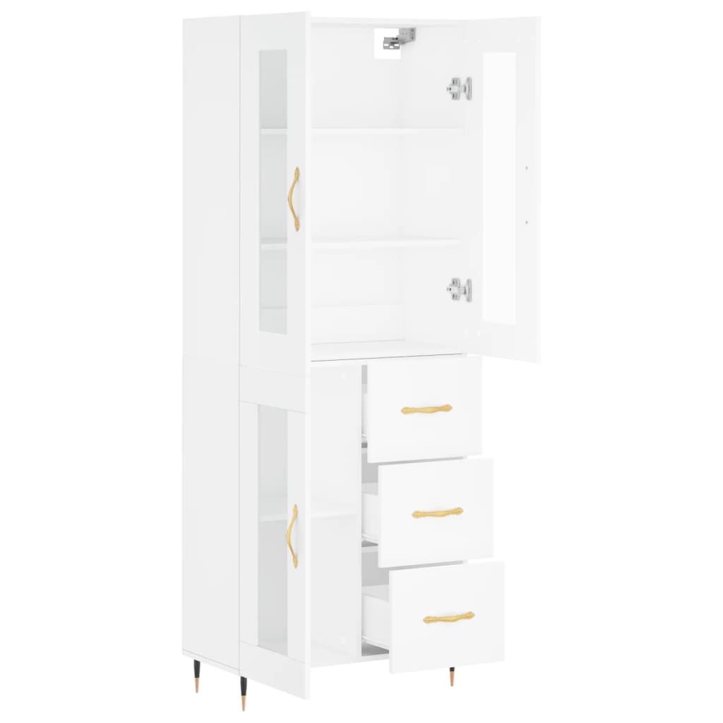 Highboard Weiß 69,5x34x180 cm Holzwerkstoff