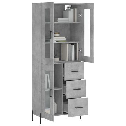 Highboard Betongrau 69,5x34x180 cm Holzwerkstoff