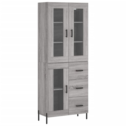 Highboard Grau Sonoma 69,5x34x180 cm Holzwerkstoff