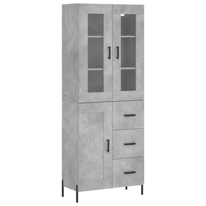 Highboard Betongrau 69,5x34x180 cm Holzwerkstoff