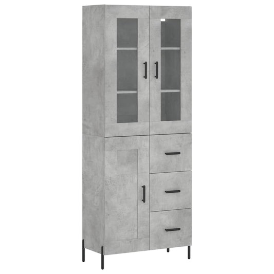 Highboard Betongrau 69,5x34x180 cm Holzwerkstoff