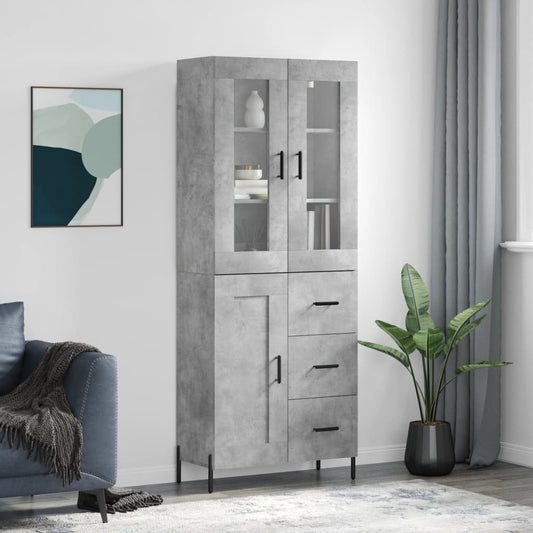 Highboard Betongrau 69,5x34x180 cm Holzwerkstoff