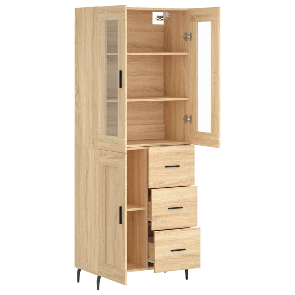 Highboard Sonoma-Eiche 69,5x34x180 cm Holzwerkstoff