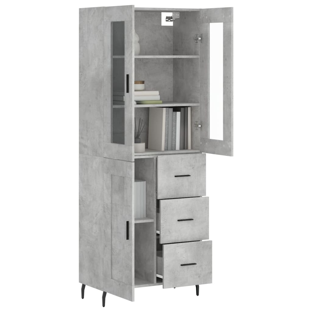 Highboard Betongrau 69,5x34x180 cm Holzwerkstoff
