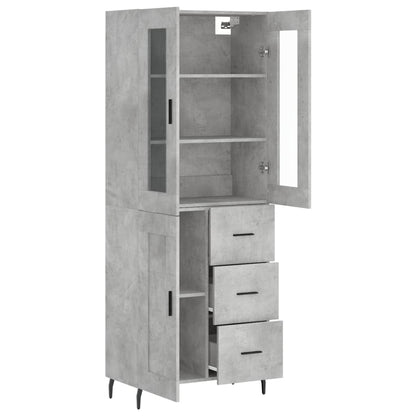 Highboard Betongrau 69,5x34x180 cm Holzwerkstoff